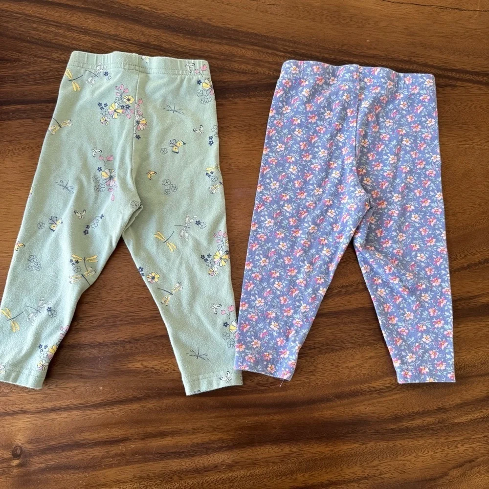 OshKosh Floral Print Set of 2 Leggings Size 12M